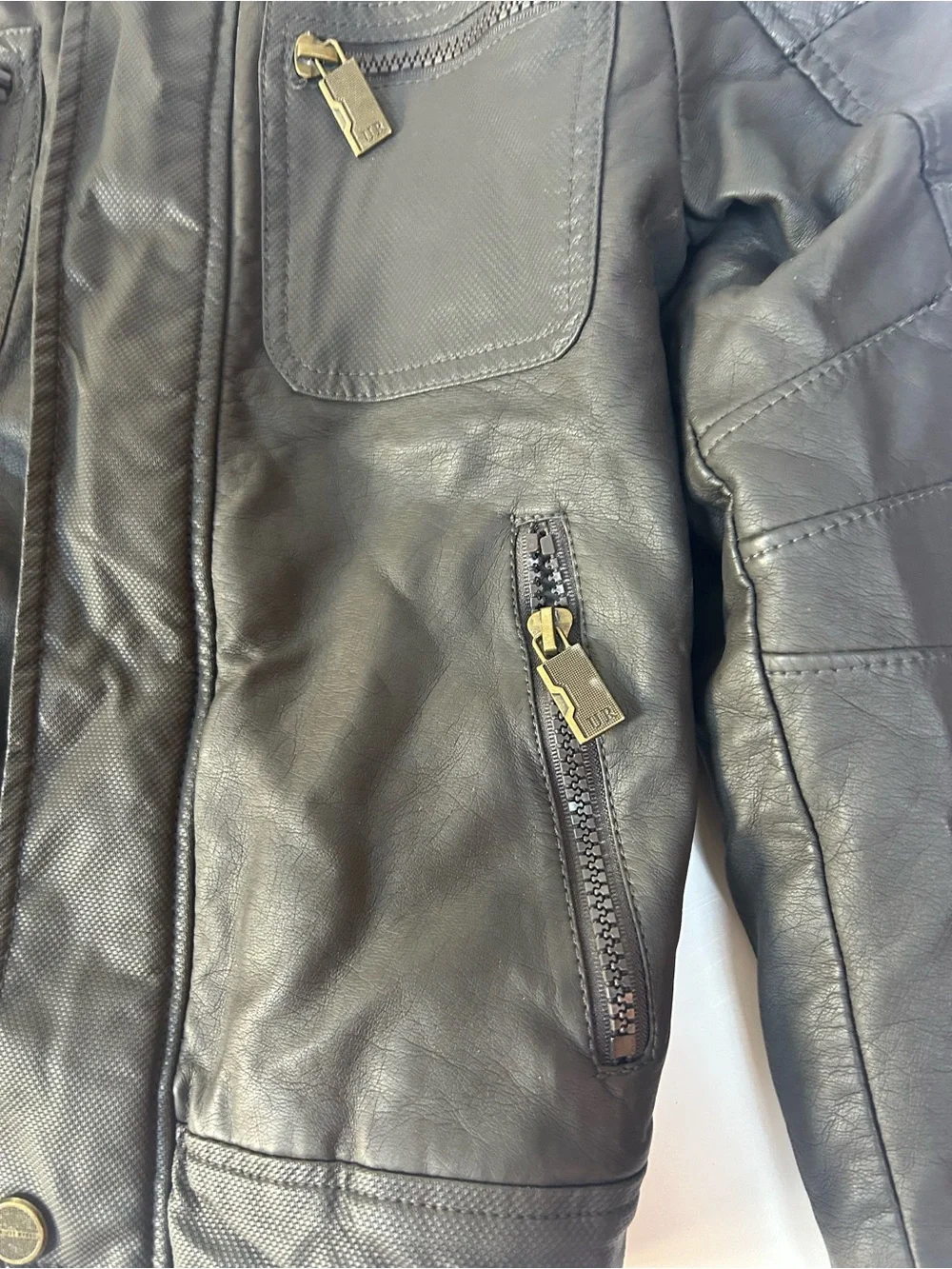 Urban Republic Boys Size 8 Black Faux Leather Moto Jacket Sherpa Lined NWT